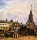 Jongkind Johan Barthold The Market At Sainte Catherine Honfleur