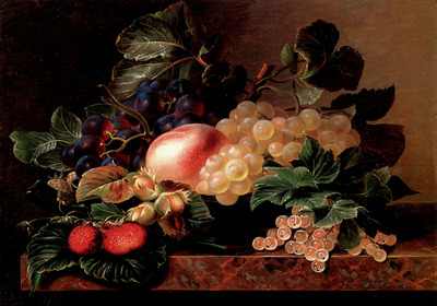 Jensen Johan Laurentz Grapes Strawberries A Peach Hazelnuts And Berries