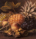 Jensen Johan Laurentz Grapes a Pineapple Peaches and Hazelnuts In A Basket