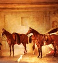 Ferneley John Sir John Thorold Bay Hunters With Their Groom In A Stable