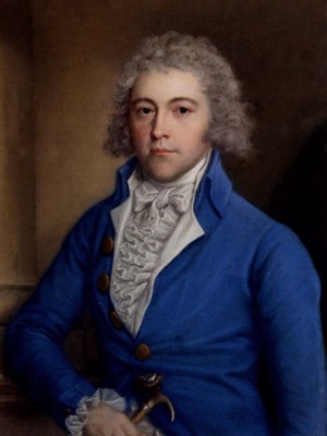 Russell John Portrait Of A Gentleman Half Length In A Blue Coat