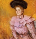 Cassatt Mary Woman in a Black Hat and a Raspberry Pink Costume
