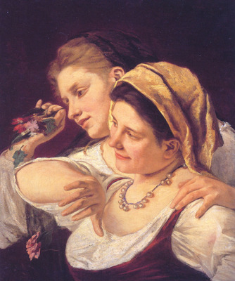 Two Women Throwing Flowers
