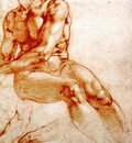 Michelangelo Male Nude Study red chalk