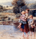 Foster Myles Birket Children Paddling In A Stream