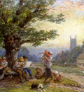 Foster Myles Birket Fugures And Children Beneath A Tree In A Village
