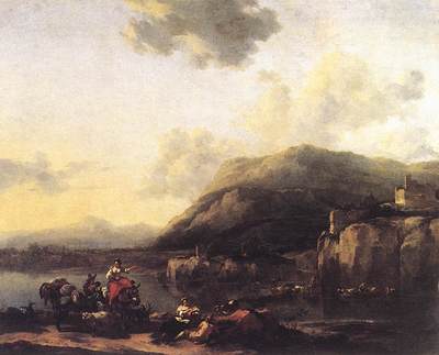 BERCHEM Nicolaes landscape With Jacob Rachel And Leah