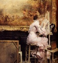 Dagnan Bouveret Pascal Adolphe Jean Young Watercolourist In The Louvre