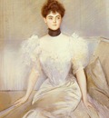 Helleu Paul Cesar Portrait Of Lady With A Fan