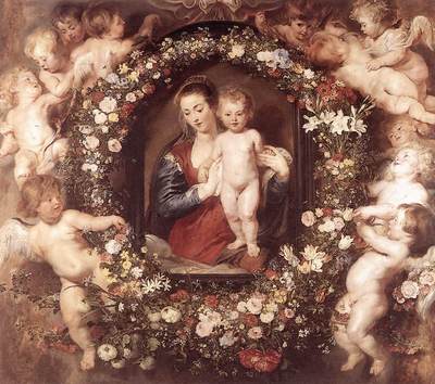 Madonna in Floral Wreath WGA