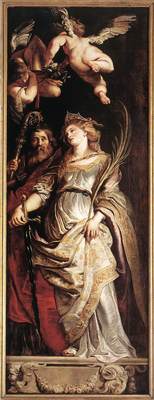 Rubens Raising of the Cross Sts Eligius and Catherine