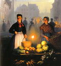 Schendel Petrus Van A Market Stall By Moonlight