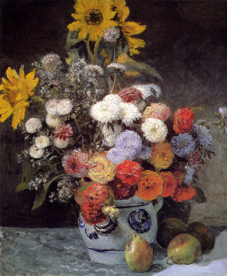 Renoir Auguste Mixed Flowers In An Earthenware Pot