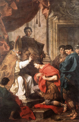 SUBLEYRAS Pierre St Ambrose Converting Theodosius