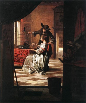 HOOCH Pieter de Couple with Parrot