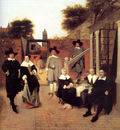 Portrait of a Family in a Courtyard in Delft