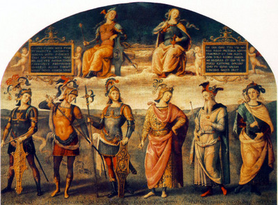 perugino pietro fortitude and temperance with six antique heroes