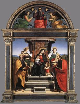 Raphael Madonna and Child Enthroned with Saints c1504