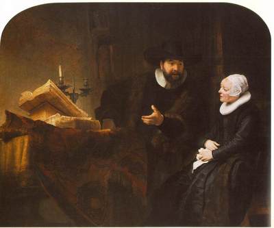 Rembrandt The Mennonite Minister Cornelis Claesz  Anslo in Conversation with his Wife Aaltje