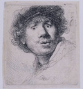Rembrandt Self Portrait with a Cap openmouthed