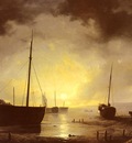Haanen Remigius%20Adrianus van Beached fishing Boats by Moonilight