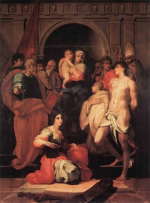ROSSO FIORENTINO Madonna Enthroned And Ten Saints
