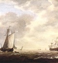 VLIEGER Simon de A Dutch Man Of War And Various Vessels In A Breeze