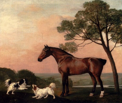 Stubbs George A Bay Hunter With Two Spaniels