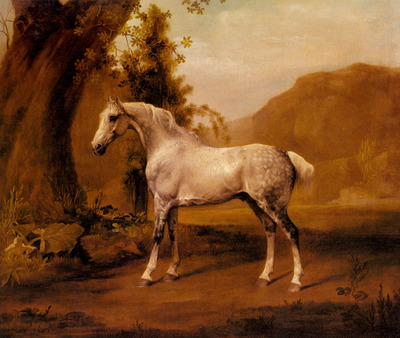 Stubbs George A Grey Stallion In A Landscape