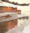 Thaulow Fritz A factory Building Near An Icy River In Winter