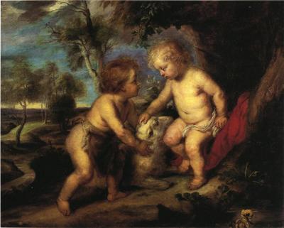 Steele Theodore Clement The Christ Child and the Infant St  John after Rubens