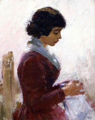 Robinson Theodore Girl in Red Sewing