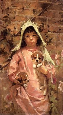 Robinson Theodore Girl with Puppies