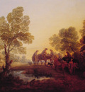 Evening Landscape Peasants and Mounted Figures