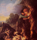 Shepherd Boys with Dogs Fighting
