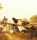 Cooper Thomas Sidney Cattle And Sheep Resting In An Extensive Landscape