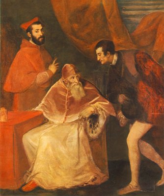 Titian Pope Paul III and his Cousins Alessandro and Ottavio Farnese