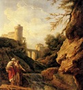 Vernet Claude Joseph Two Female Peasants By A Waterfall