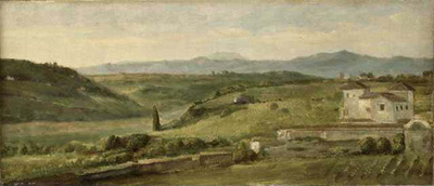Watts George Frederick Panoramic Landscape with a Farmhouse