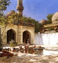 Weeks Edwin Lord Figures in the Courtyard of a Mosque