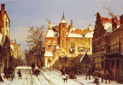 Koekkoek Willem A Dutch Village In Winter