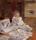 Chase William Merritt Child with Prints