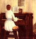 Chase William Merritt Mrs Meigs At The Piano Organ