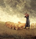 Homer Winslow Shepherdess Tending Sheep
