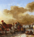 Wouwerman Philips A Winter Landscape With Horse Drawn Sleds