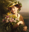 Zuber Buhler Fritz A Young Beauty Holding A Bouquet Of Flowers