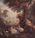 Jean Antoine Watteau The Halt during the Chase c  1718 1720