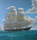 The Cutty Sark under all plain sail in the Formosa Strait.
