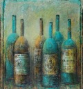 Faded Labels N3 50 x 50 in, mixed media on canvas