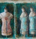 Mannequins from Moscow Album 40 x 48 in, mixed media on canvas